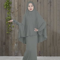 Simplmasygeni Ženske ljetne casure kratki rukav Maxi haljina za čišćenje muslimanske arapske srednje teen djevojke od pune boje haljina dvodijelna odijela