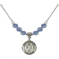 Rodijumska ogrlica sa svijetlim plavim septembarskim rodnim mjesecom kamene perle i našu damu udarca
