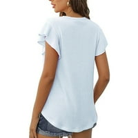 Žene Rounk vrat Bluza s kratkim rukavima Majica Majica SOLID LAO LAFE TOP PROM BLOUZER Trendy Majica