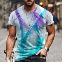 Muškarci Ležerni okrugli vrat 3D digitalni ispis Pulover Fitness Sportske kratke hlače rukave majice bluza s majicama, svijetloplava, L