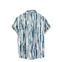 Muški gumb Up majice na plaži Stripes Tropical Print Short rukava Lagana za odmor Havajska odjeća Ljetni