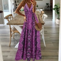 Ljetne haljine Maxi V izrez SLING Cvjetni boemski maxi haljina sa rukavima sa rukavima Petite ljubičasta