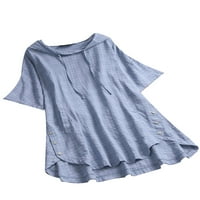 Žene pamučne posteljine Ležerne prilike Labice Ladies Ljetna bluza Duge vrećaste majice