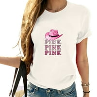 Ružičasta kaubojska šešir ružičasti ljubavnik Ženska grafička majica kratkih rukava, stilski dizajn,