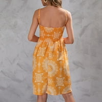 Ženska ljetni boho cvjetni camis haljina špagete kaiševi kvadratni vrat Sunderssing mini haljina na plaži