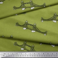 Soimoi Zelena svilena tkanina Tekst i London Bridge Arhitektonska tkanina sa dvorištem