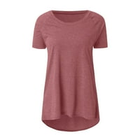 Ženski vrhovi Ženski modni kratki rukav Okrugli vrat Labavi majica, majica na vrhu XL Pink