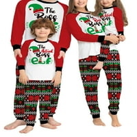 Porodica podudaranje božićne pidžame setovi za božićni šešir s dugim rukavima na vrhu ELF print hlače za spavanje