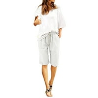 Žene Ljetne pamučne hlače plus veličina kratkih kratkih kratkih struka Pozajmljivanje na plaži Džep sa plažom Pet boint hlače s kratkim rukavima za žene Yoga kratke hlače žene