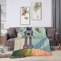 Spaceman astronaut robot pokrivač, flaffy soft cosy pokrivač flanel plišani mikrofiber kauč, posteljina,