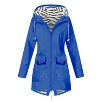 Lenago Kišne jakne za žene plus veličine Solid Boja Rain Jakna Otvoreni kapuljač vjetrootpusni sa džepnim