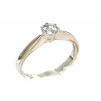 Britanci napravio 14k bijeli zlatni prirodni akvamarinski ženski prsten - veličine opcija - veličine
