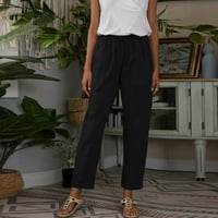 Ženske teretne hlače Ležerne prilike pune boje Veliki džep elastični struk pamučne labene pantalone