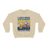 ObiteljskiPop LLC Volim pivo i trčanje, a možda ljudi retro vintage muške košulje, smiješna majica, trkač