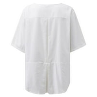 GAECUW platnene majice za žene ljetne vrhove Bluze s kratkim rukavima The Regularne fit pulover majice