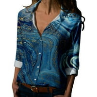 Proljetna ženska bluza Ljeto tiskovina s dugim rukavima od labave šik elegantne V-izrezne košulje top