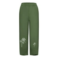 YievOt Ženska posteljina hlače Labavi rastući zazor ženska modna gležnjana duljina obrezirana hlače casual lounge džep preklopi hlače zelena xl
