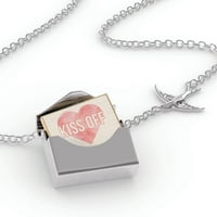 Ogrlica s bloketom poljubite za Valentinovo ružičasto geometrijsko srce u srebrnoj koverti Neonblond