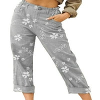 Paille dame pantalone ravne pantalone Ležerne prilike Casual Pant Comfy ulica obrezana siva l