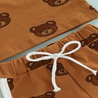 Kiapeise Toddler Baby Girl Boy Ljeto Ležerne prilike sa odjećom Cartoon Bear Print Tank TOP + CRATSString kratke hlače