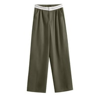 HOKSML pantalone za žene, žensku ljetnu elastičnu struku Solid boja široka noga labava dom duge hlače na klirensu