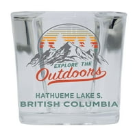 Hathueme Lake S. British Columbia Istražite otvoreni suvenir Square Square Base Liquor Staklo 4-pakovanje