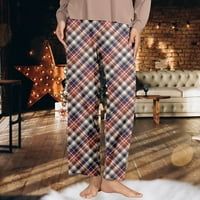 High Squiks teretni pantalone Žene klasične karirane elastične bočne džepove Kućni hlače Ležerne pantalone