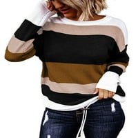 Acelitt prugasta pogranična pulover džemper za crtanje rubne duksere pleteni džemper ženski dukserirt