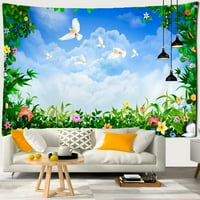 Pejzaž zidni zid viseći sunčani krajolik plavi nebo golub na plaži zidni tapiserija pozadine zidne tkanine