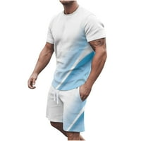 SOLACOL MENS kratke hlače Muškarci Ležerni okrugli vrat Majica 3D Print Short rukava i hlače
