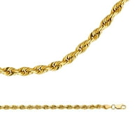 Čvrsta 14K žuto zlatno užad ogrlica od žutog zlata MENS Diamond Cut twisted polirano težak veliki