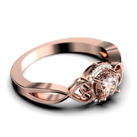Sjajni polugodište 1. Karat Round Morgatite i dijamantni moissanite zaručni prsten za vjenčani prsten u sterlingu srebra sa 18k ružičastom zlatom, poklon za nju, obećavaju prsten, obljetni prsten