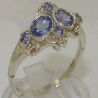Sterling Silver Prirodni tanzanite Ženski Obećani prsten - veličina 11.5
