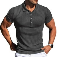 Polo majice za muškarce casual polo majice kratki rukav elastični bar tamno sivi 3xl