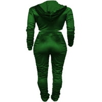 Beiwei žene jogger set dukseve dva odjeća elastična struka dukseta casual duksera sa kapuljačom i pantnim fitnesom trenerke dugih rukava labav fit zelene m