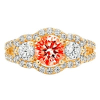 2.16ct okrugli rez crveni simulirani dijamant 14k žuto zlato graviranje izjava godišnjica Angažman vjenčanje