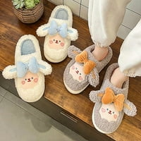 Dabuliu Cute Rabbit Fluffy papuče za WOMNE Chic Long uho luk ugodne Soft Winter House Cipele unutarnje vanjske