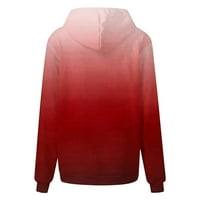 Žene prevelizirani gradijentni ispis trendi pulover dukseva za crtanje jeseni zimski dugi rukav dugih rukava sa kapuljačom sa džepovima Crveni XL