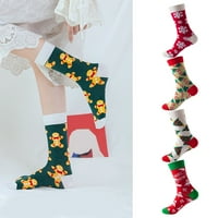 Par Srednje kalf čarape Sretan božićni mekani neklizajući rastezljivi festivalski dovod pamučne proljeće
