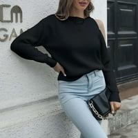Ženski pulover Dukseri Y2K džemperi okrugli vrat dugih rukava labav džemper jesenska bluza na vrhu crne