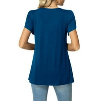 Zodggu Tunic Pleated majice za žene Seljaci Cvjetna grafička bluza Ljetna moda Square Crck Chirts Comfy