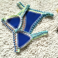 IOPQO WOMENS kupaće kupaće žene pletena mornarska trokuta Bralette Crochet trokut bikini gornji i donji kostim za kupanje s malim strukom Kupajući kupalište za žene za žene Plavo l
