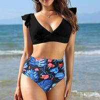 Amousa ženski visoki struk split split ruffle bikini sa grudima bez čelika kupaći kostim kupaćim kostima