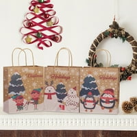 Božićni papir Poklon torbe sortirane kraft praznične papirne vrećice s ručkama i oznakama za božićnu zabavu Dekor, 7 x3.3 x11.3 Božićne torbe za got