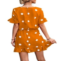 Sexy Dance Women Vintage Polka Dot Print Mini haljina Kaftana Wraphu ruffls Frills Haljine Cocktail