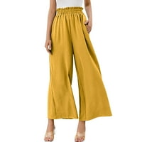 Simu ženski casual labave hlače udobne žene široke pantalone za noge visoke struk pamučne patke pantalone
