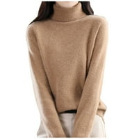 Kali_store slatki džemperi ženski labavi pleteni džemper Zimski pulover džemperi TOP Jumper kafa, xxl