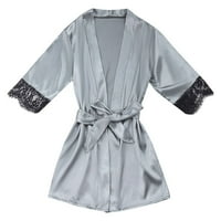 UmitaySatin Silk Pajamas Robe čipka donje rublje Žene Donje rublje za spavanje hlača sa pojasom