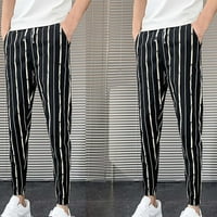 Lilgiuy muške pantalone prugaste casual hlače Ljeto ultra-visoke teksture casual hlače labave stane
