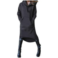 Pgeraug Haljine za ženske haljine za ženske rubljene ležerne ulice s dugim rukavima dukseri s kapuljačom sa džepom siva 5xl